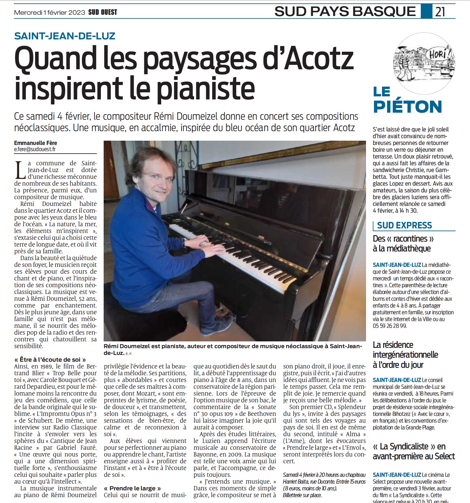 Portrait Rémi Doumeizel pianiste compositeur